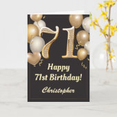 71. Geburtstag Black and Gold Balloons Confetti Karte (Gelbe Blume)