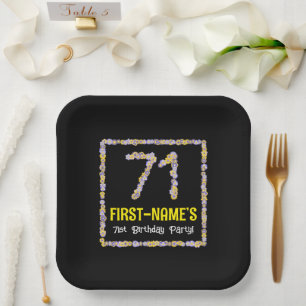 71. Geburtstag: Blumennummer, Individuelle Name, B Pappteller