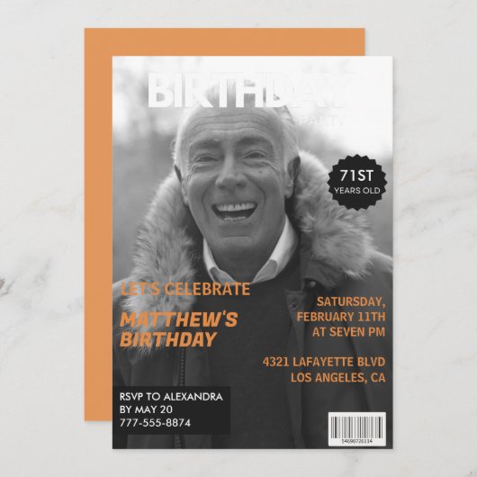 71. Geburtstag der Zeitschrift Schwarz/Weiß Einladung (Vorne/Hinten)