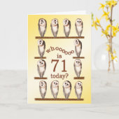 71. Geburtstag, Eulenkarte. Karte (Gelbe Blume)