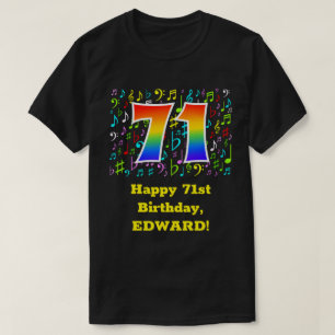71. Geburtstag: Farbige Musiksymbole, Regenbogen 7 T-Shirt