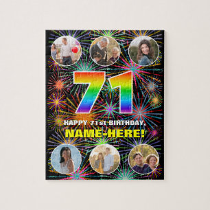 71. Geburtstag: Fun Rainbow #, Individuelle Name + Puzzle