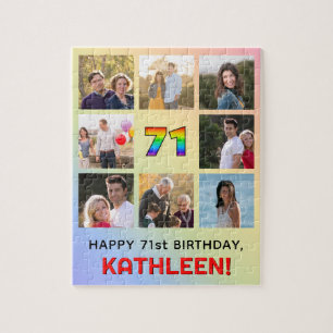71. Geburtstag: Fun Rainbow #, Individuelle Name & Puzzle