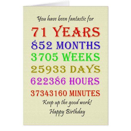 71. Geburtstag - Meilensteine (Vorne)