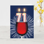 71. Geburtstag mit Wein und Kerzen Karte (Gelbe Blume)