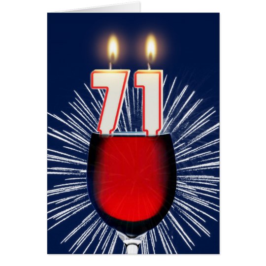 71. Geburtstag mit Wein und Kerzen Karte
