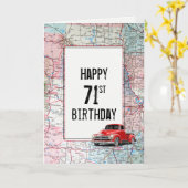 71. Geburtstag Red Retro Truck auf Karte (Gelbe Blume)