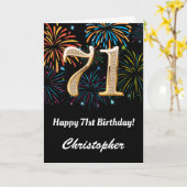 71. Geburtstag Regenbogen Feuerwerke Schwarz und G Karte (Gelbe Blume)