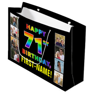71. Geburtstag: Regenbogentext, benutzerdefinierte Große Geschenktüte