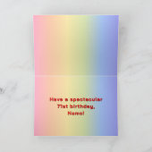 71. Geburtstag: Regenbogentext, benutzerdefinierte Karte (Innenseite)