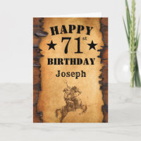 71. Geburtstag Rustikaler Western Cowboy Pferd