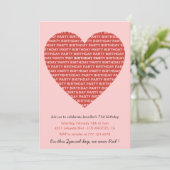 71. Geburtstagseinladung Typografie Red Pink Einladung (Stehend Vorderseite)