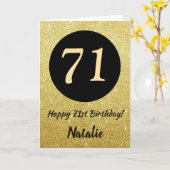 71. Happy Birthday Black and Gold Glitzer Card Karte (Gelbe Blume)