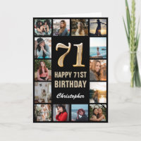 71. Happy Birthday Schwarz und Gold Foto Collage