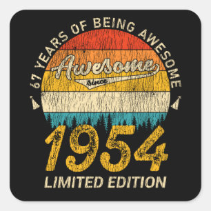 71 Jahre alt 1954 Retro Phantastisch 71. Geburtsta Quadratischer Aufkleber