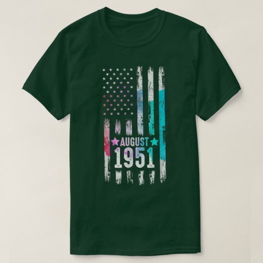 71 Jahre alt, August 1951 Amerikanische Flagge 71. T-Shirt (Design vorne)