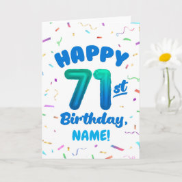 71st Birthday, Balloon Number, Customizable Name Karte
