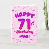 71st Birthday, Balloon Number, Customizable Name Karte (Vorderseite)