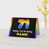 71st Birthday: Colorful Rainbow # 71, Custom Name Karte (Gelbe Blume)