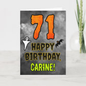71st Birthday: Eerie Halloween Theme + Custom Name Karte (Vorderseite)