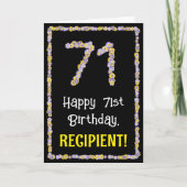 71st Birthday: Floral Flowers Number, Custom Name Karte (Vorderseite)