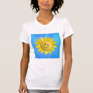 720227 GLÜCKLICH SONNENBLUME SCHLICHT CARTOON GRA T-Shirt