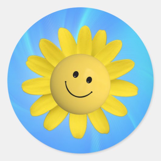 720227 GLÜCKLICH SONNENBLUME SCHLICHT CARTOON GRAP RUNDER AUFKLEBER (Vorderseite)
