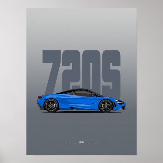 720S Supercar Poster - Blau (Vorne)