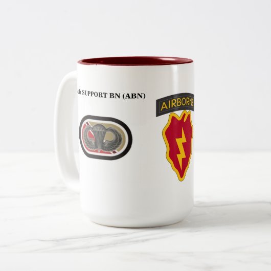 725th Stützbataillon-Tasse Zweifarbige Tasse (Vorderseite Links)