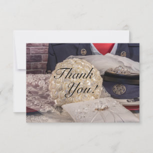 7263-Militärische Hochzeit Dankeskarte