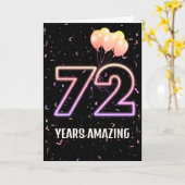 72. Geburtstag Ballons und Confetti Karte (Gelbe Blume)