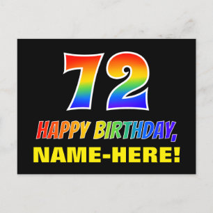 72. Geburtstag: Bold, Fun, Simple, Rainbow 72 Postkarte