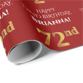 72. Geburtstag: Elegant, rot, Imitats Gold Look Geschenkpapier (Rolleneckpunkt)