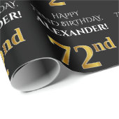 72. Geburtstag: Elegant, schwarz, Imitate Gold Loo Geschenkpapier (Rolleneckpunkt)