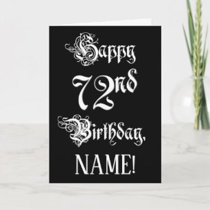 72. Geburtstag: Extravagant, Elegantes Script + In Karte