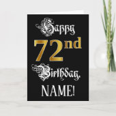 72. Geburtstag — Extravagantes Skript; Imitate Gol Karte (Vorderseite)