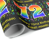 72. Geburtstag: Farbige Musiksymbole, Regenbogen 7 Geschenkpapier (Rolleneckpunkt)