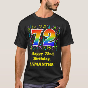 72. Geburtstag: Farbige Musiksymbole, Regenbogen 7 T-Shirt