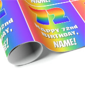 72. Geburtstag: Farbiges, lustiges Regenbogenmuste Geschenkpapier (Rolleneckpunkt)