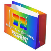 72. Geburtstag: Farbiges, lustiges Regenbogenmuste Große Geschenktüte (Vorderseite Schrägansicht)