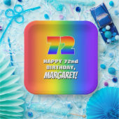72. Geburtstag: Farbiges, lustiges Regenbogenmuste Pappteller (Party)