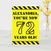 72. Geburtstag: Fun Stencil Style Text, Individuel Karte (Gelbe Blume)