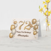 72. Geburtstag Gold Balloons und Confetti Geburtst Karte (Gelbe Blume)