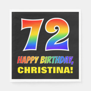 72. Geburtstag: kühl, Spaß, einfach, Regenbogen Serviette