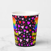 72. Geburtstag: Loving Hearts Pattern, Regenbogen Pappbecher (Links)