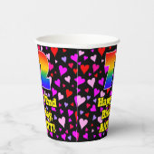 72. Geburtstag: Loving Hearts Pattern, Regenbogen Pappbecher (Rechts)