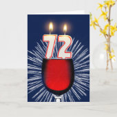 72. Geburtstag mit Wein und Kerzen Karte (Gelbe Blume)