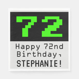 72. Geburtstag - Nerdy / Geeky Style "72" & Name Serviette