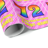 72. Geburtstag: Rosa Streifen & Herz, Regenbogen # Geschenkpapier (Rolleneckpunkt)