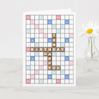 72. Geburtstag, Word Game Board Karte